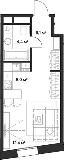 Планировка — Союз, Студия, 31 м²
