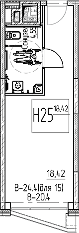 Планировка — Аметист, Студия, 23 м²
