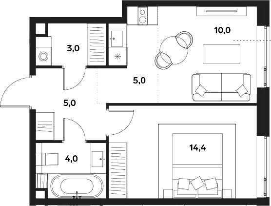 Планировка — ALIA, 2-комн., 41 м²