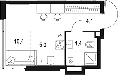 Планировка — Левел Мичуринский, Студия, 24 м²