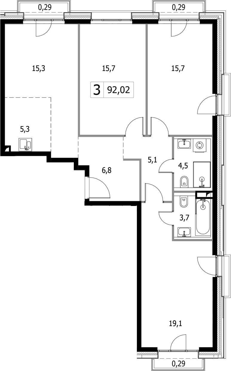 Планировка — Селигер Сити, 4-комн., 91 м²