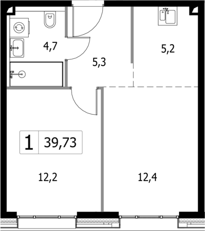 Планировка — Селигер Сити, 2-комн., 40 м²