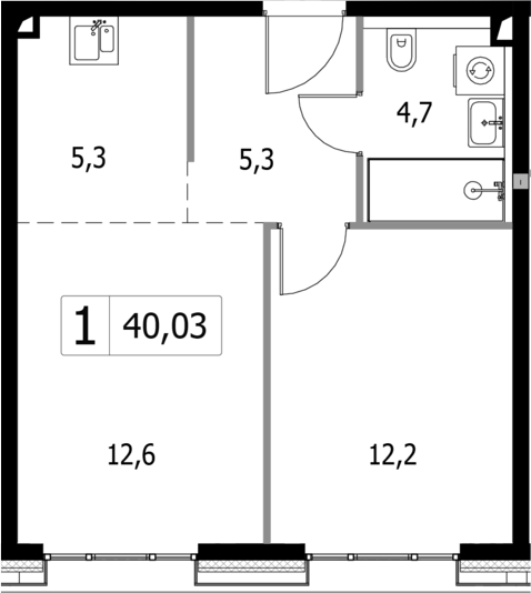 Планировка — Селигер Сити, 2-комн., 40 м²