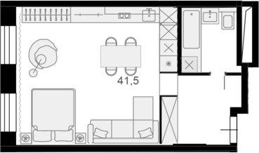 Планировка — Резиденции архитекторов, Студия, 42 м²