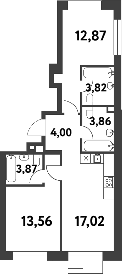 Планировка — Smart Garden, 2-комн., 59 м²