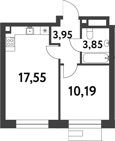 Планировка — Smart Garden, 1-комн., 36 м²