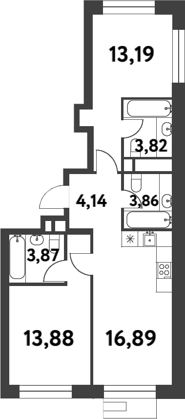 Планировка — Smart Garden, 2-комн., 60 м²