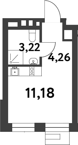 Планировка — Smart Garden, Студия, 19 м²