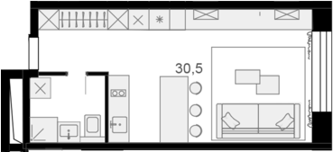 Планировка — Резиденции архитекторов, Студия, 30 м²