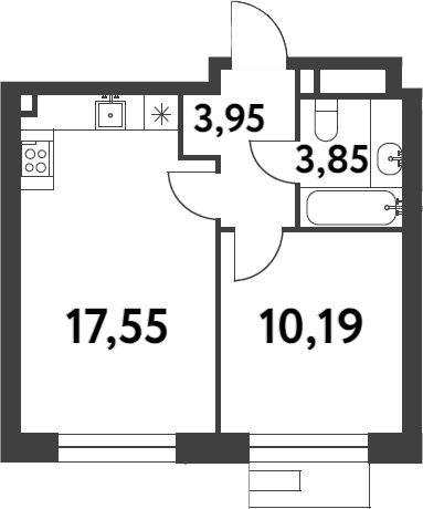 Планировка — Smart Garden, 1-комн., 36 м²