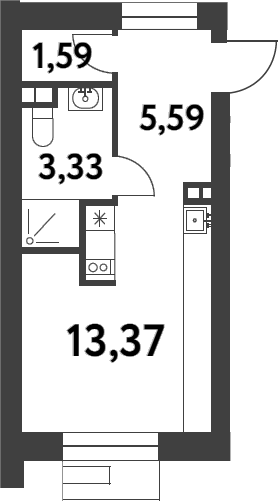 Планировка — Smart Garden, Студия, 24 м²