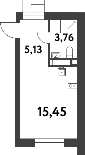 Планировка — Smart Garden, Студия, 24 м²