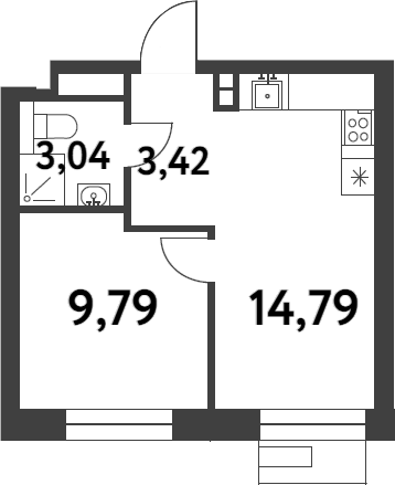 Планировка — Smart Garden, 1-комн., 31 м²