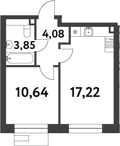 Планировка — Smart Garden, 1-комн., 36 м²