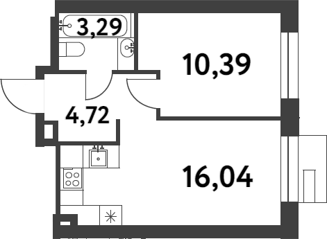 Планировка — Smart Garden, 1-комн., 34 м²