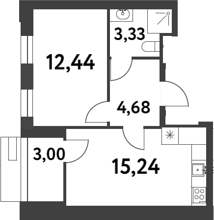 Планировка — Smart Garden, 1-комн., 36 м²