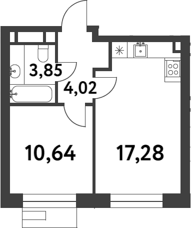 Планировка — Smart Garden, 1-комн., 36 м²