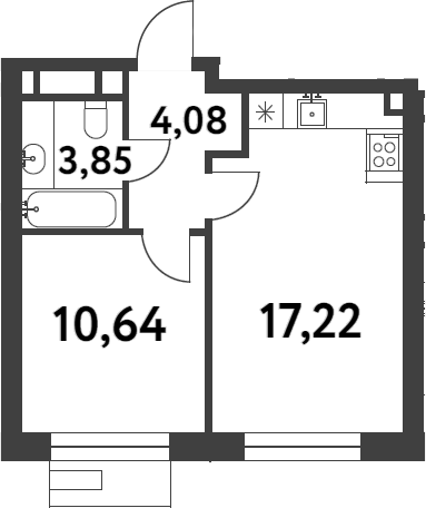 Планировка — Smart Garden, 1-комн., 36 м²