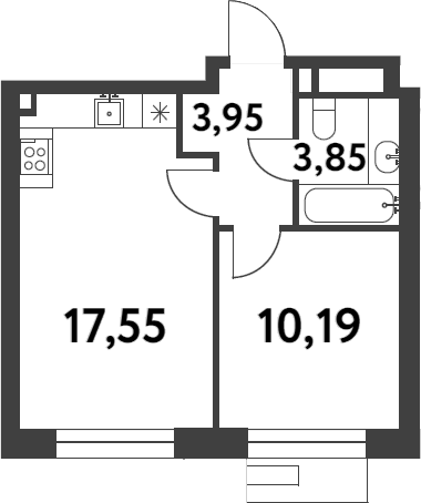 Планировка — Smart Garden, 1-комн., 36 м²