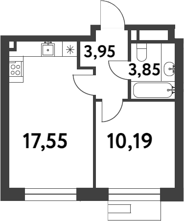 Планировка — Smart Garden, 1-комн., 36 м²