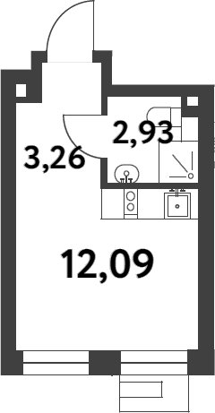 Планировка — Smart Garden, Студия, 18 м²