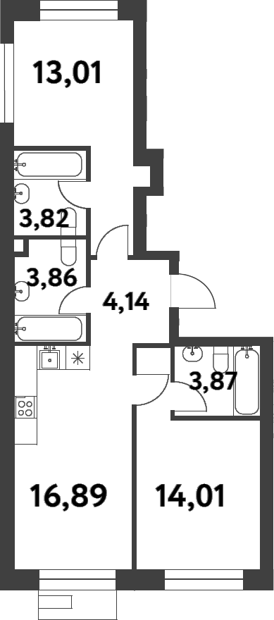 Планировка — Smart Garden, 2-комн., 60 м²