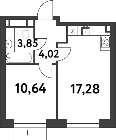 Планировка — Smart Garden, 1-комн., 36 м²