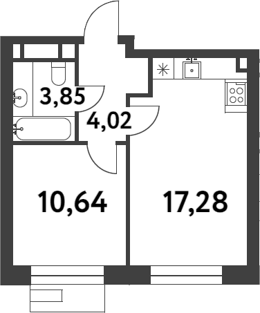 Планировка — Smart Garden, 1-комн., 36 м²