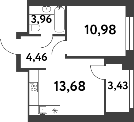 Планировка — Smart Garden, 1-комн., 33 м²