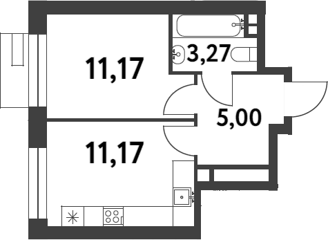 Планировка — Smart Garden, 1-комн., 31 м²