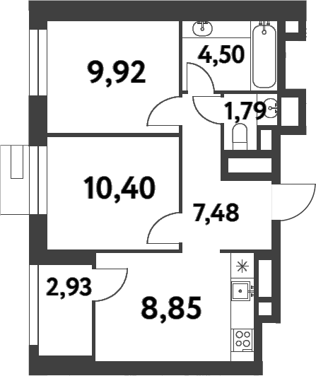 Планировка — Smart Garden, 2-комн., 46 м²