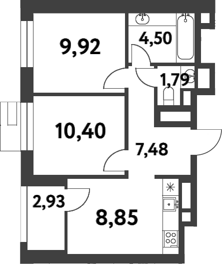 Планировка — Smart Garden, 2-комн., 46 м²