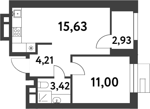 Планировка — Smart Garden, 1-комн., 34 м²