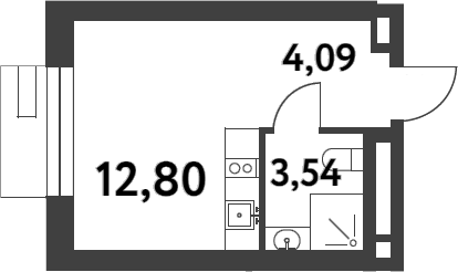 Планировка — Smart Garden, Студия, 20 м²