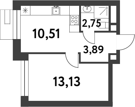 Планировка — Smart Garden, 1-комн., 30 м²