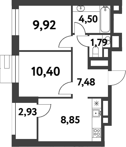 Планировка — Smart Garden, 2-комн., 46 м²
