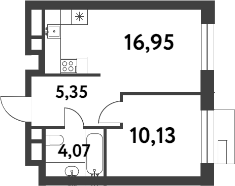 Планировка — Smart Garden, 1-комн., 37 м²