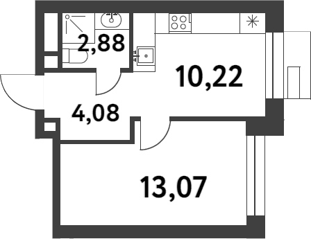 Планировка — Smart Garden, 1-комн., 30 м²