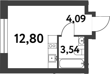 Планировка — Smart Garden, Студия, 20 м²