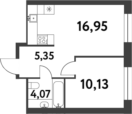 Планировка — Smart Garden, 1-комн., 37 м²