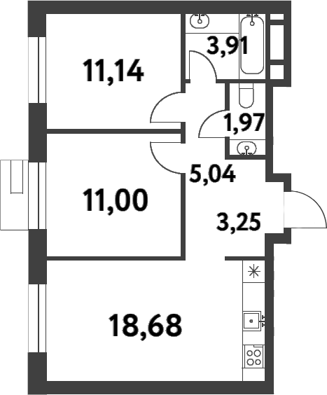 Планировка — Smart Garden, 2-комн., 55 м²