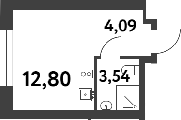 Планировка — Smart Garden, Студия, 20 м²