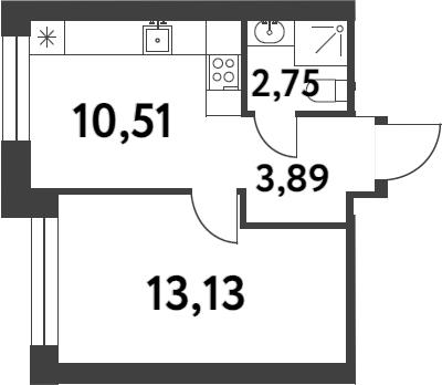 Планировка — Smart Garden, 1-комн., 30 м²