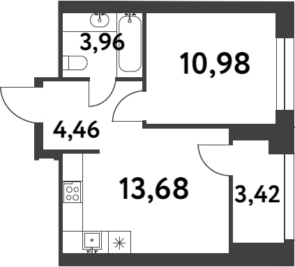 Планировка — Smart Garden, 1-комн., 33 м²