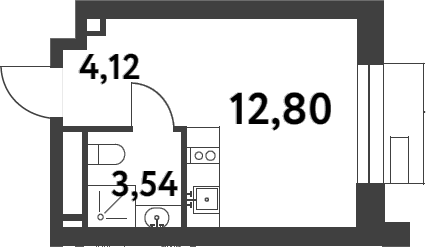 Планировка — Smart Garden, Студия, 20 м²