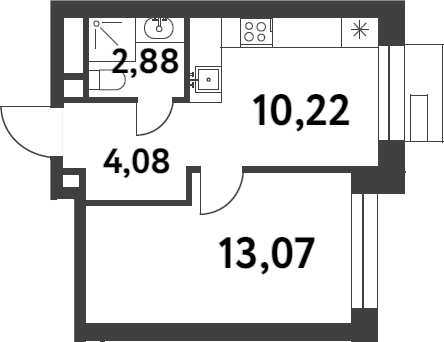 Планировка — Smart Garden, 1-комн., 30 м²