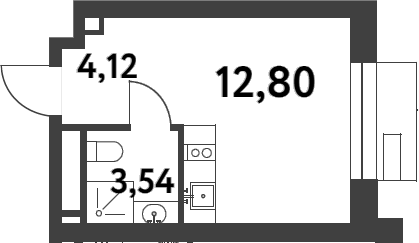 Планировка — Smart Garden, Студия, 20 м²