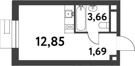Планировка — Smart Garden, Студия, 21 м²