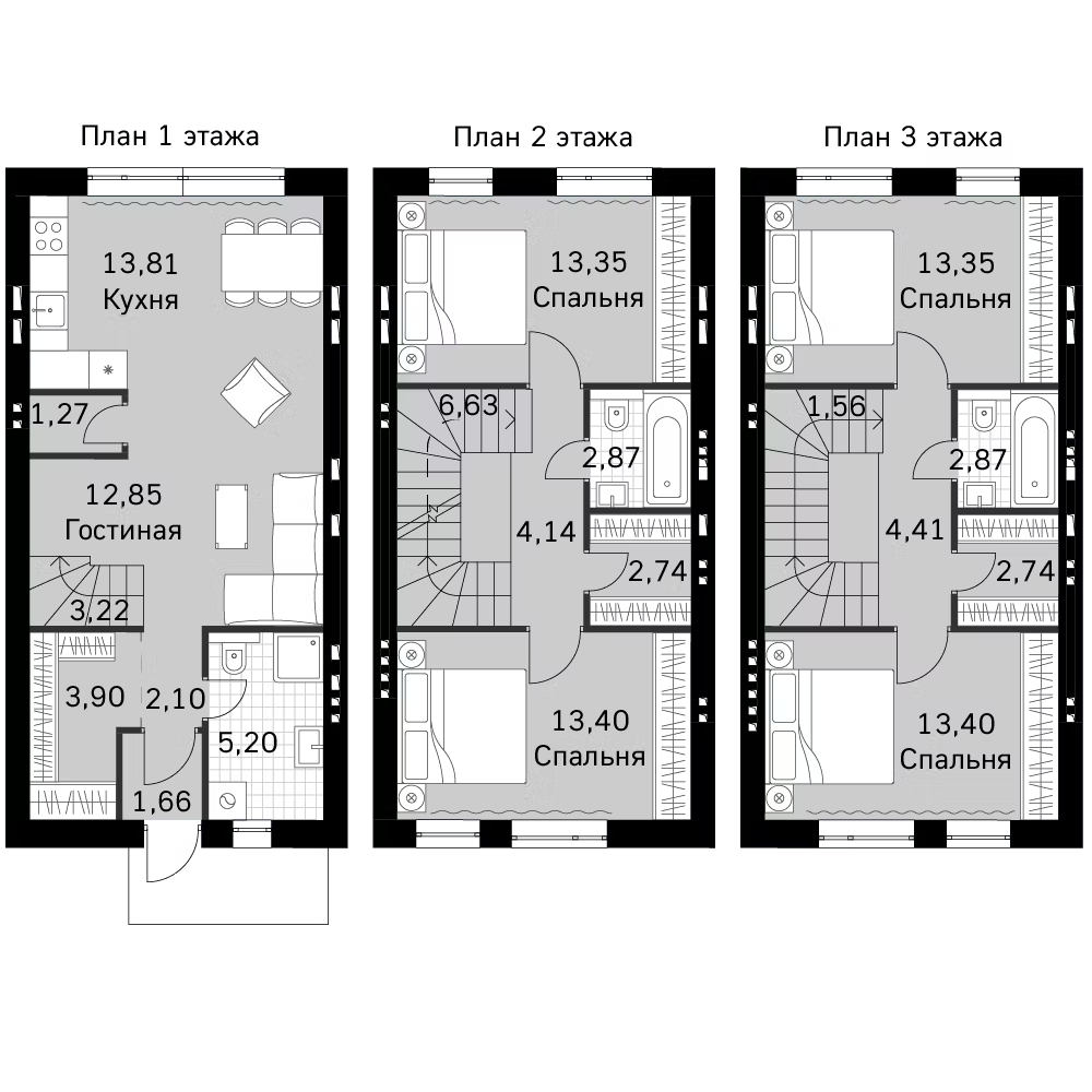 Планировка — Мартемьяново Клаб, 4-комн., 125 м²