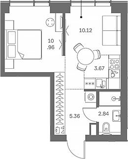 Планировка — TATE, Студия, 33 м²